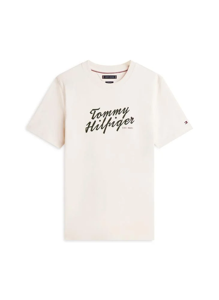 Tommy Hilfiger Muslin Logo Graphic Crew Neck T-Shirt for Men | Best Price UAE